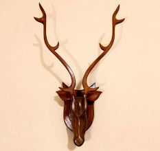 Handcrafted Wood Deer Head Wall Hanging